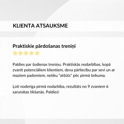 Praktiskie pārdošanas treniņi