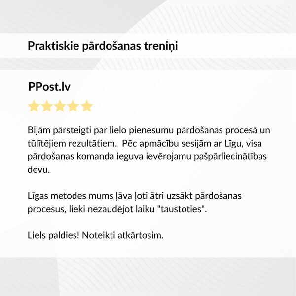 Pārdošanas treniņi izaugsmes telpa Līga Līdeka
