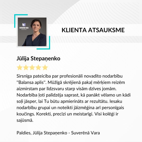 Komandu koučings - Jūlija Stepaņenko atsauksme